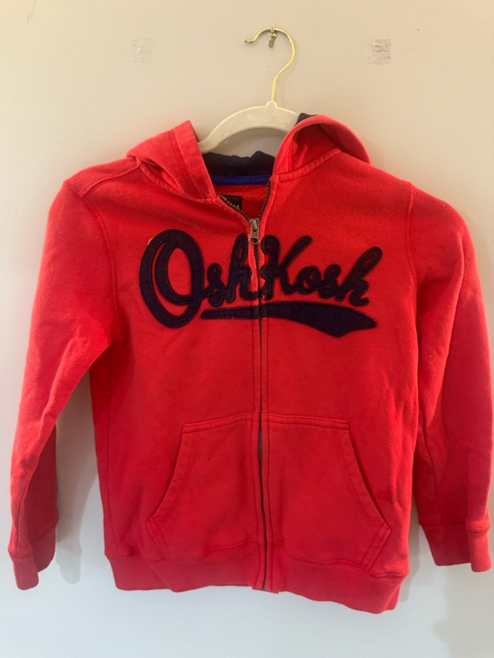 OshKosh B'gosh Bright Red Zip-Up Hoodie with Navy Logo
